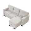 Chic Light Gray Chaise Lounge with Hidden Storage and USB Charger