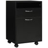 Rolling Organizer Cabinet with Drawer and Printer Space - Black