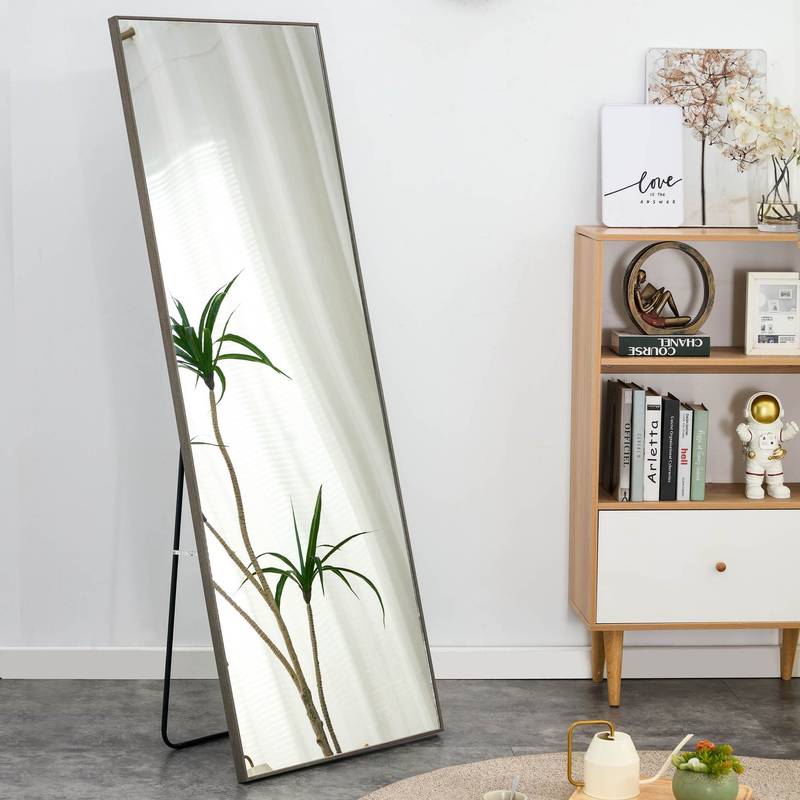 Chic Gray Full-Length Dressing Mirror
