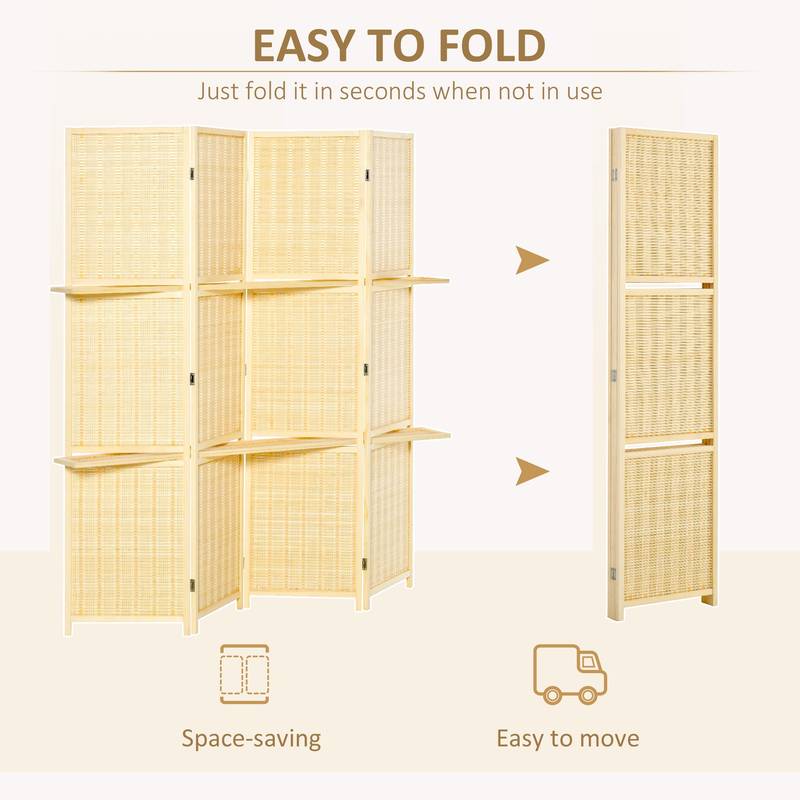 Bamboo Folding Privacy Screen & Storage Divider