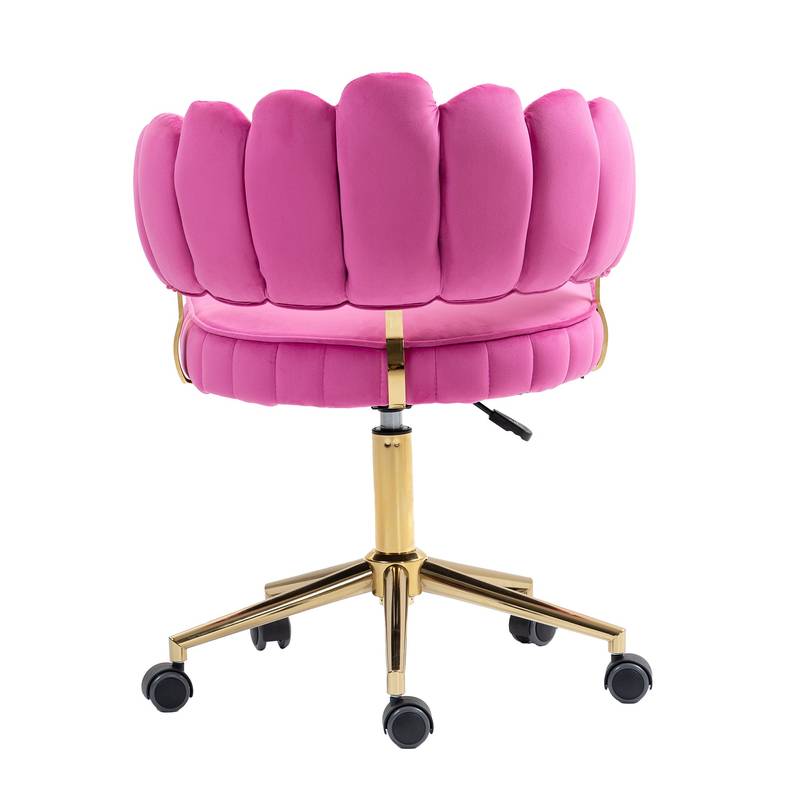 Chic Velvet Office Chair in Rose Red