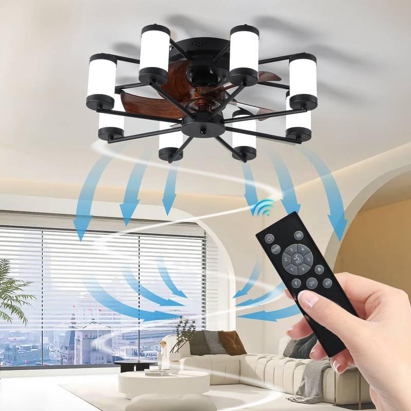 Windmill Flush Mount Ceiling Fan Light with Remote
