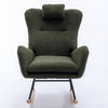 Cozy Rocking Chair with Pocket - Soft Teddy Fabric Glider in Dark Green