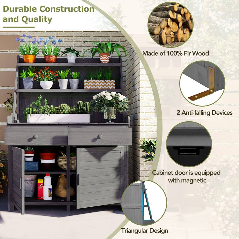 TOPMAX 65-Inch Garden Potting Station - Stylish Storage & Workspace