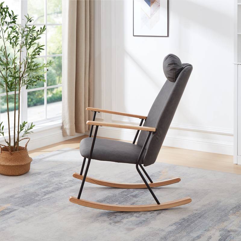 Cozy Rocking Chair with Adjustable Headrest