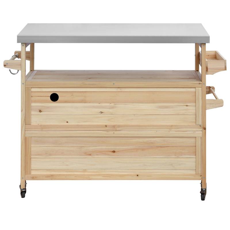 Farmhouse Rolling BBQ Bar & Storage Island