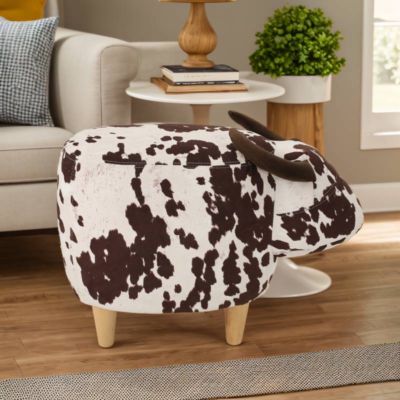 Cozy Cow Ottoman: Adorable Velvet Foot Stool for Any Space