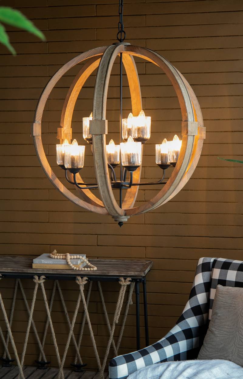 Wooden Glow Chandelier – Stylish Hanging Light for Any Space