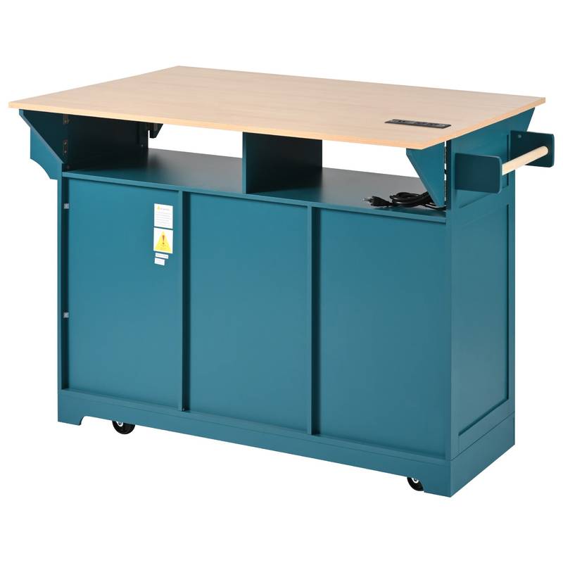 Versatile Rolling Kitchen Island with Drop Leaves and Power Outlet