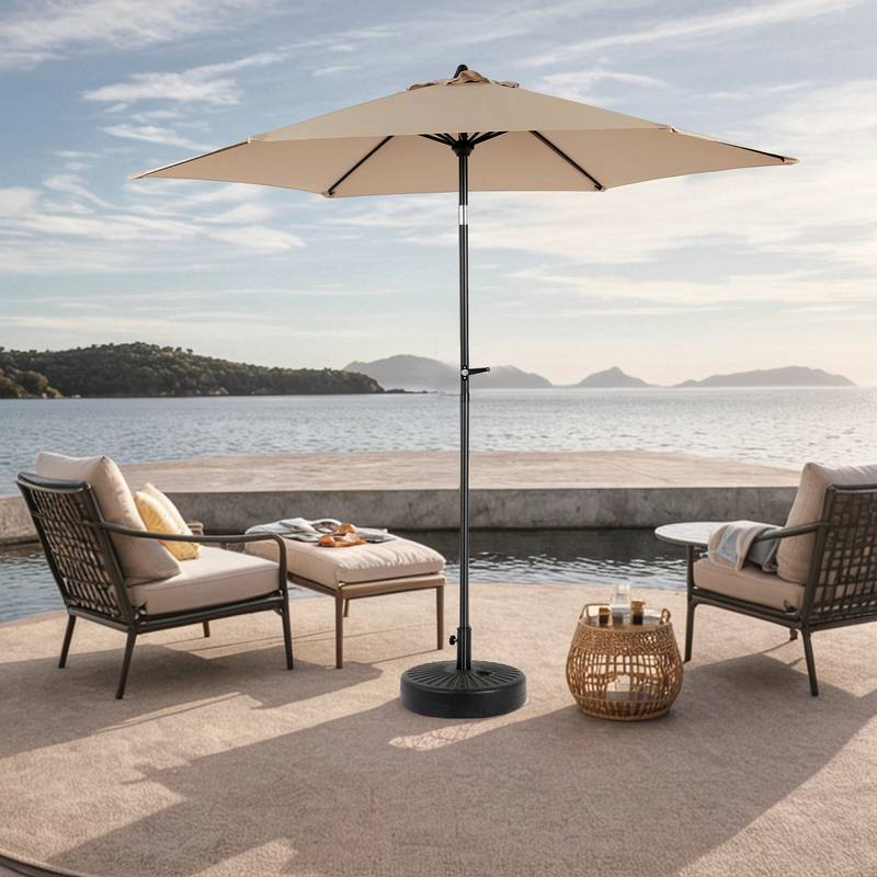 Sunny Haven Patio Umbrella – Tilting & Cranking Khaki Shade