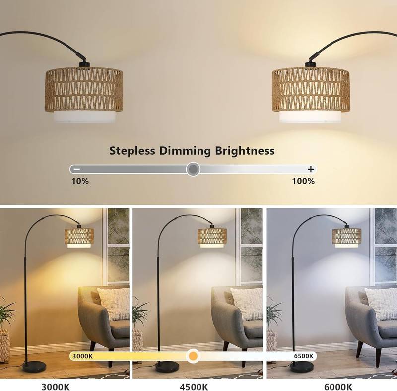 Chic Arc Floor Lamp with Remote - Stylish LED Design for Any Room