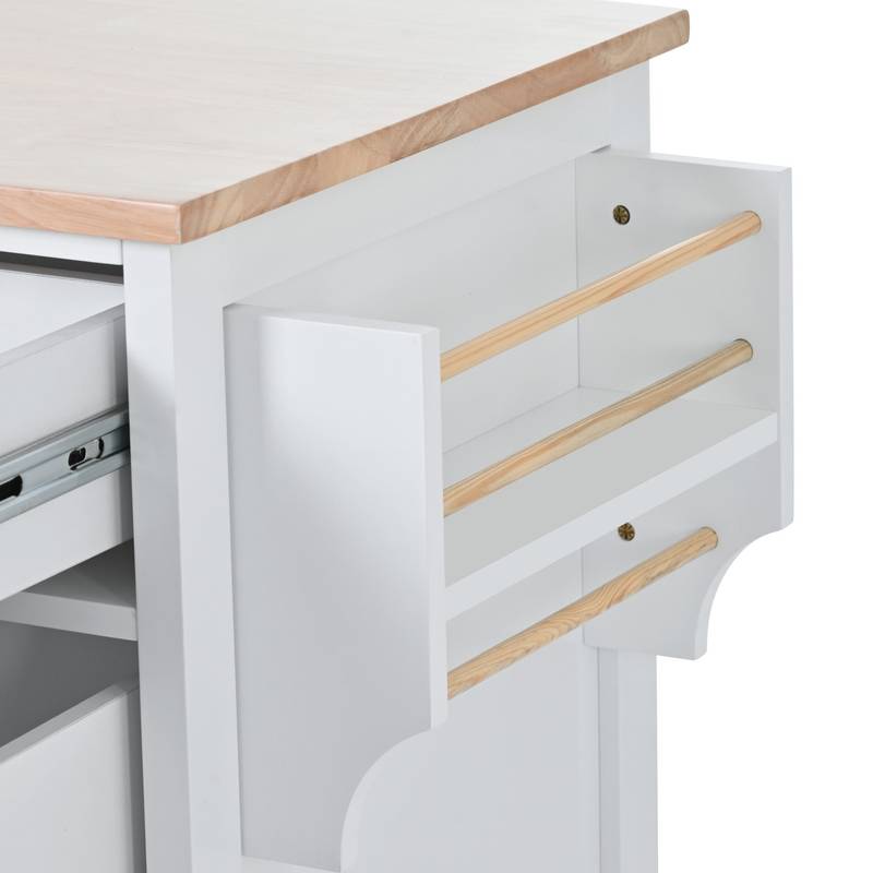 Stylish Kitchen Cart with Wood Top & Easy-Glide Drawers