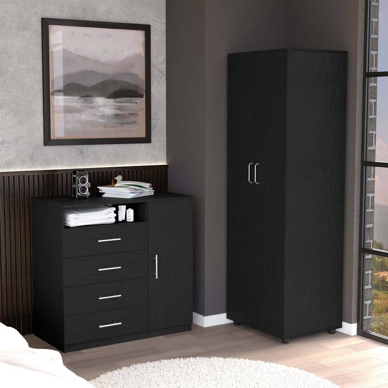 Stylish Black Bedroom Duo: London Armoire & Rioja Dresser
