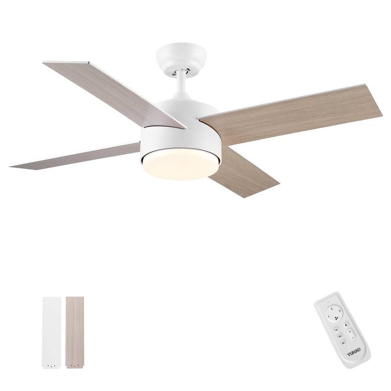 Sleek LED Ceiling Fan with White Blades