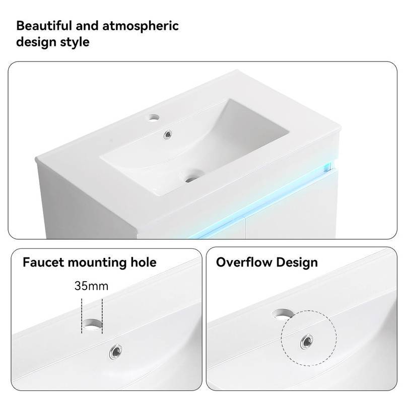 Smart White Vanity Sink with Storage & Sleek Design
