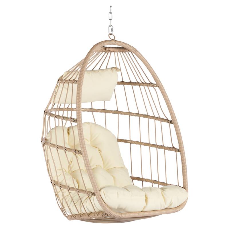 Cozy Khaki Rattan Egg Swing Chair