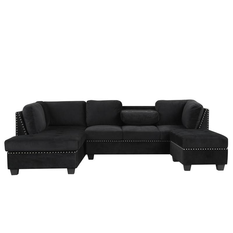 Chic Reversible Sectional Sofa with Storage Ottoman