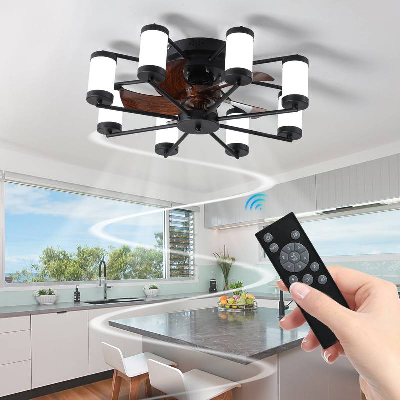 Windmill Flush Mount Ceiling Fan Light with Remote