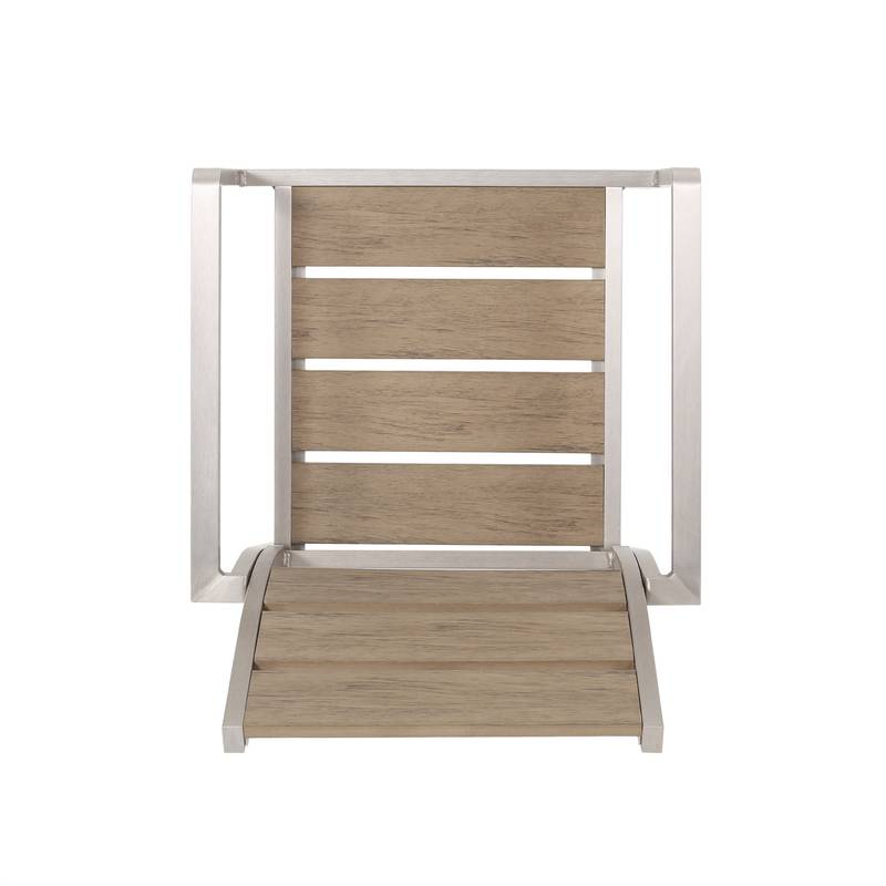 Stylish Outdoor Aluminum Dining Chairs with Natural Wood Look - Set of Two