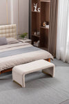Chic Beige Boucle Ottoman with Gold Legs