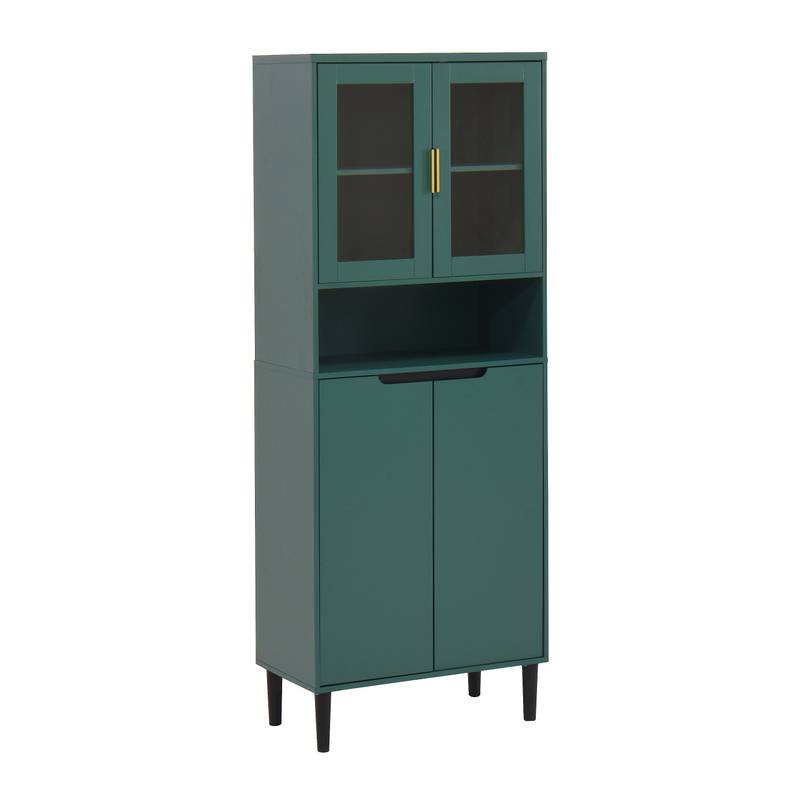 Stylish Green Glass Door Bookcase - Versatile Storage for Any Room