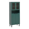 Stylish Green Glass Door Bookcase - Versatile Storage for Any Room