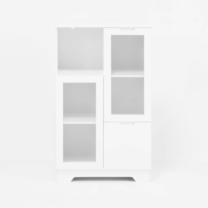 Chic White Glass Door Cabinet