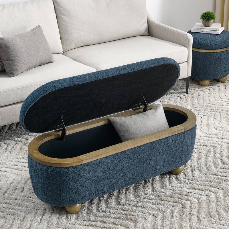 Cozy Blue Storage Ottoman Bench