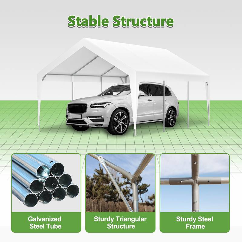 All-Weather Steel Carport Canopy with Removable Walls