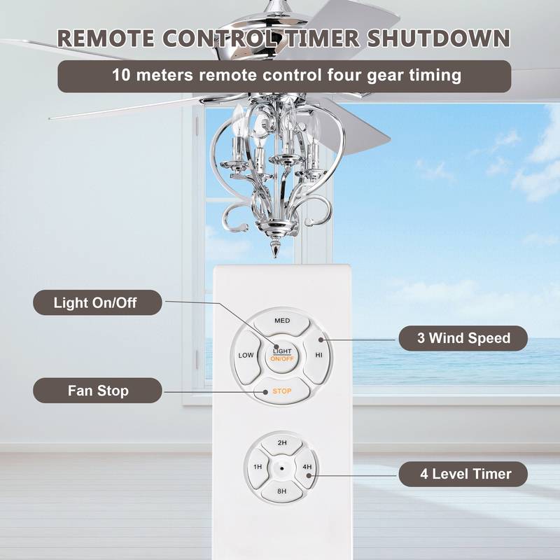 “Classic Comfort Ceiling Fan - Remote Controlled, Stylish Wood Blades”