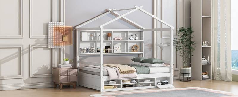 Cozy Haven Bed with Roof & Storage