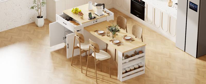 Charming Kitchen Island & Dining Table Combo
