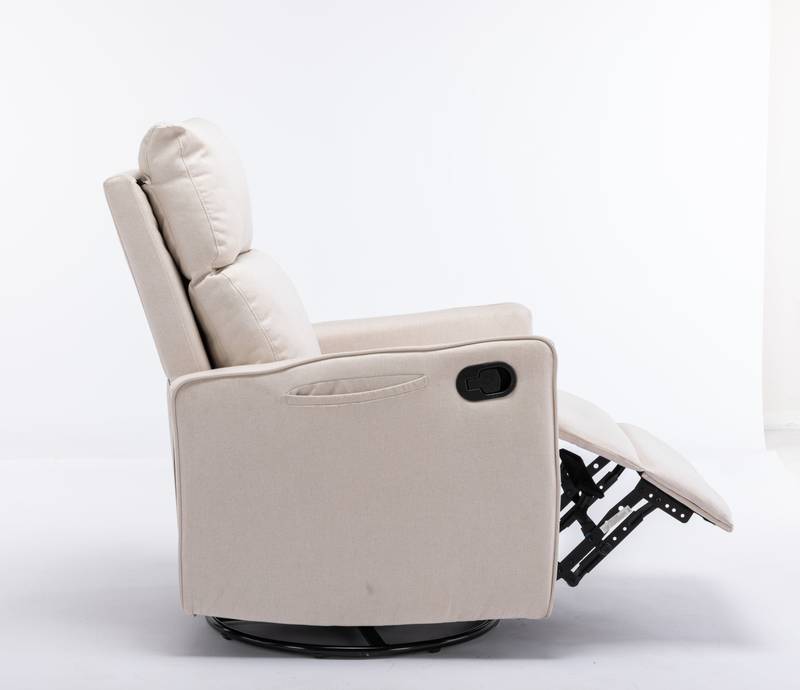Cozy Beige Swivel Rocker Glider Chair