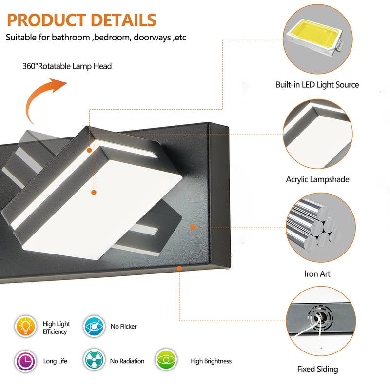 Sleek Black LED Vanity Light