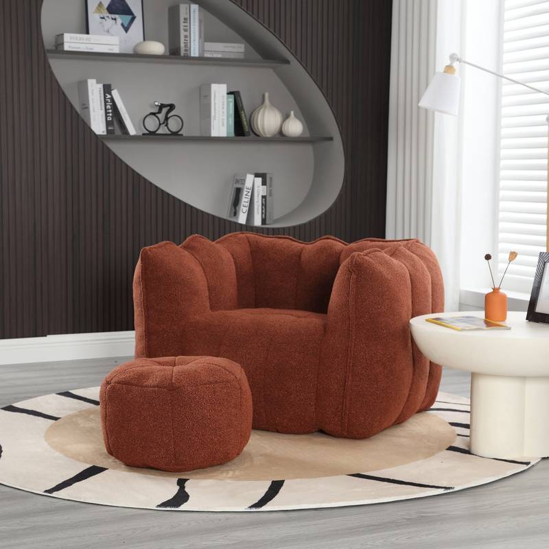 Cozy Foam Bean Bag Lounge Chair with Footstool
