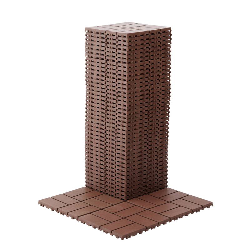 Outdoor Deck Tiles - Easy Interlocking Patio Flooring in Brown