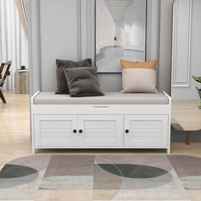 Chic Storage Bench with Cushion and Hidden Space