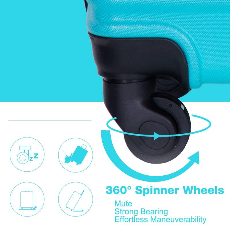 Turquoise Travel Trio: Lightweight Spinner Luggage with Hooks & TSA Lock