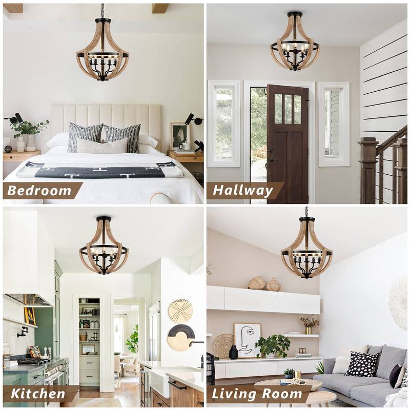 Rustic Farmhouse Wood Chandelier