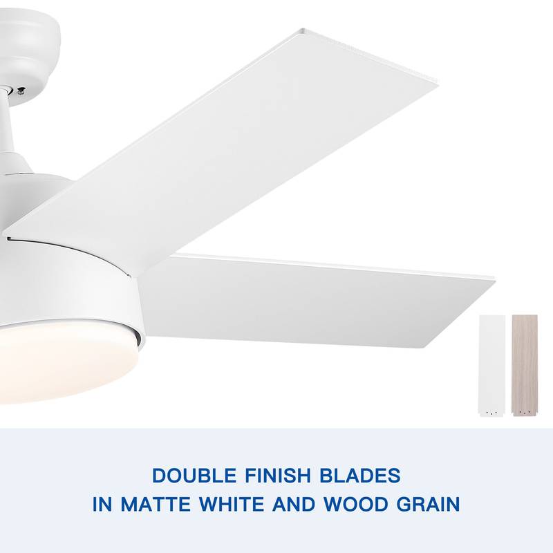 Sleek LED Ceiling Fan with White Blades