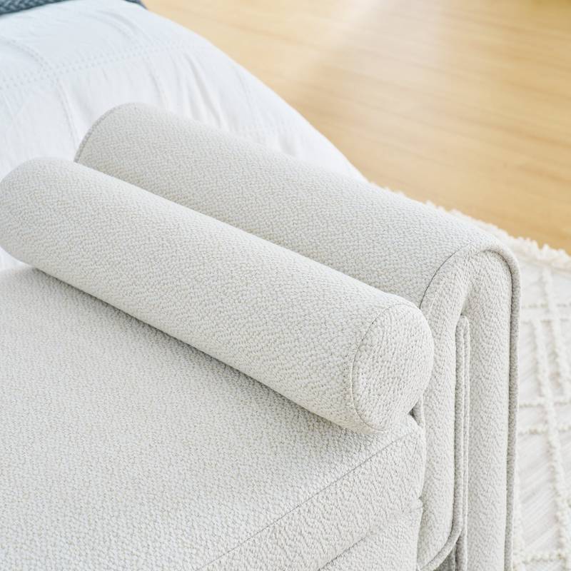 Cozy Linen Bedroom Stool - Versatile and Stylish in White