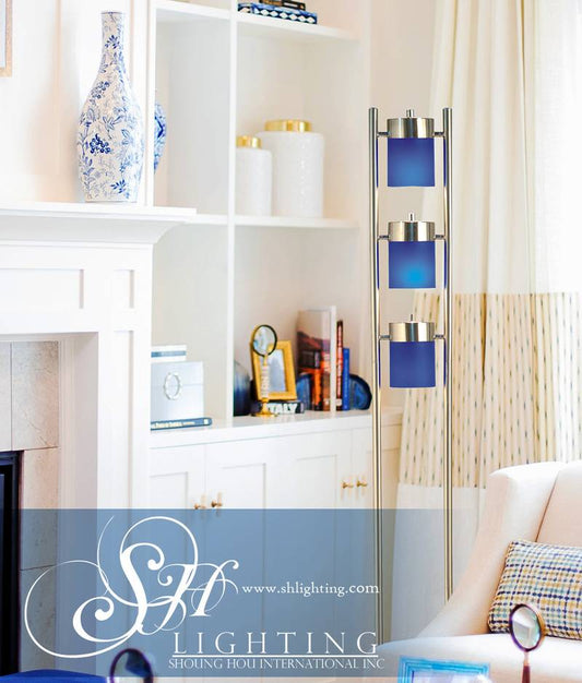 Adjustable Elegance: Stylish Blue-Head Floor Lamp