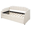 Cozy Beige Twin Daybed with Storage Drawers