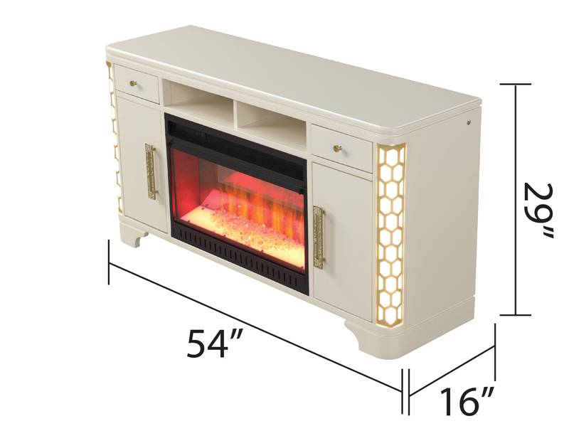 Cozy Beige TV Stand with Electric Fireplace