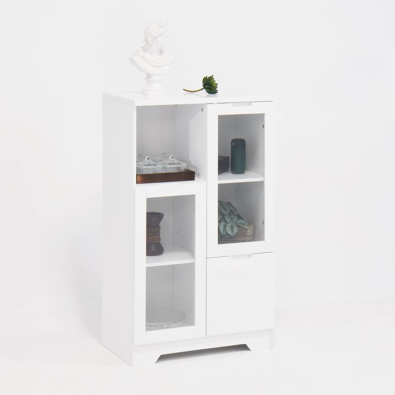 Chic White Glass Door Cabinet