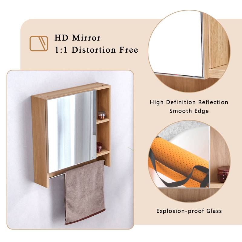 Stylish Wall-Mounted Bathroom Cabinet with Towel Rack and Shelves