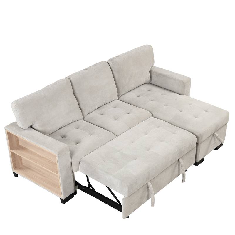 Chic Light Gray Chaise Lounge with Hidden Storage and USB Charger