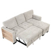 Chic Light Gray Chaise Lounge with Hidden Storage and USB Charger