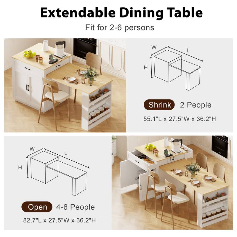 Charming Kitchen Island & Dining Table Combo