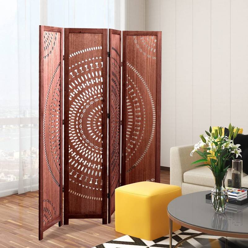 Charming Brown Wood Folding Room Divider